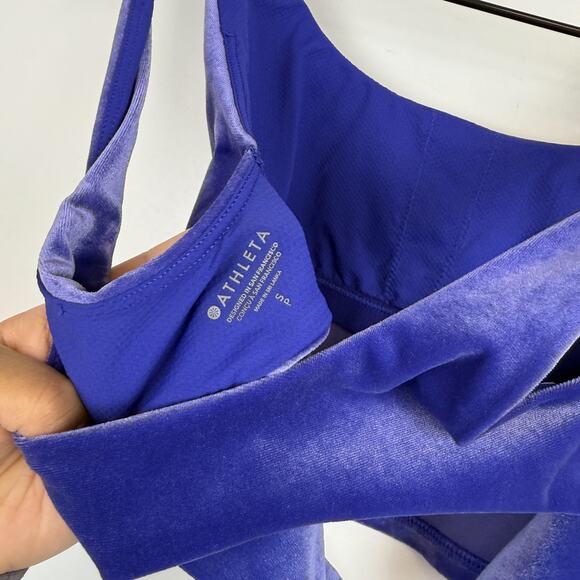 Athleta Velvet Cut Out Crop Tank Top in Noble Blue - S - Picture 4 of 6